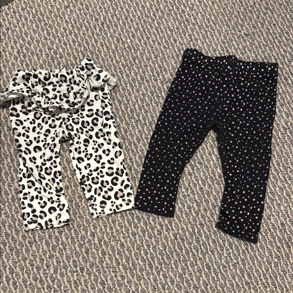 Set of 2: Leopard and Star Print Baby Leggings